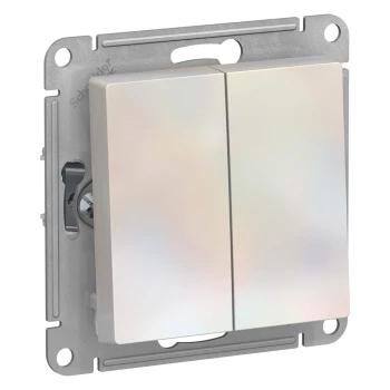 Выключатель 2-клавишный, перекрестный (с трех мест), Жемчуг, серия Atlas Design, Schneider Electric