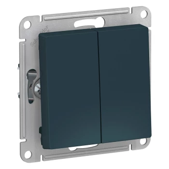 Выключатель 2-клавишный, перекрестный (с трех мест), Изумруд, серия Atlas Design, Schneider Electric