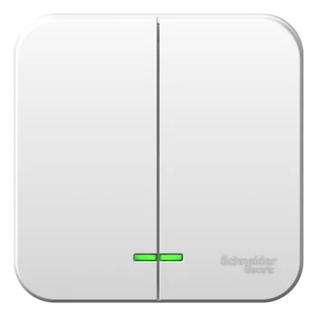 Выключатель 2-клавишный, 6А, монтажная пластина, Белый, серия Blanca, Schneider Electric